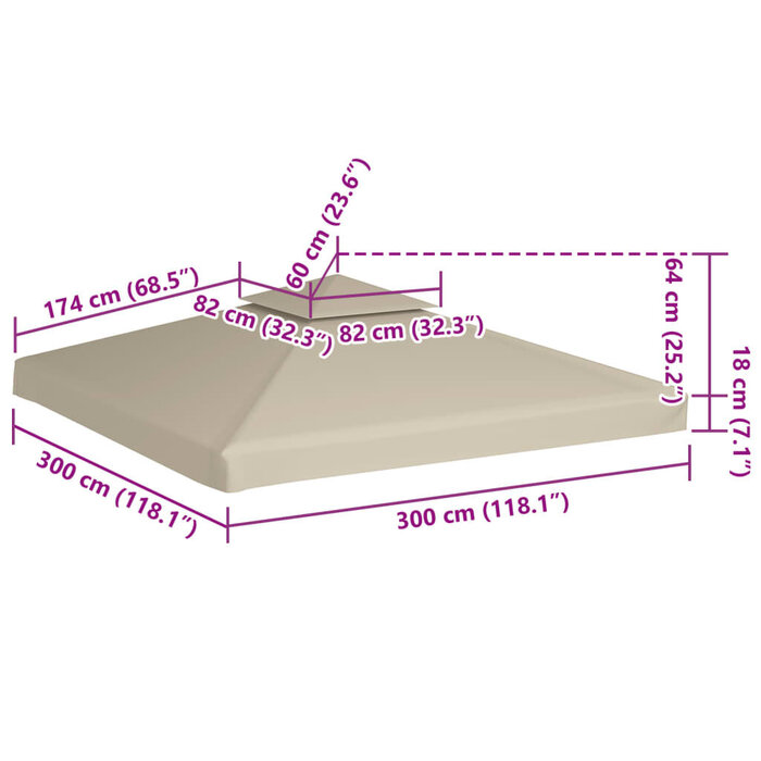Vidaxl Ersatzdach für Pavillon 3x3 m Beige | Jetzt bis zu 46% Rabatt sichern