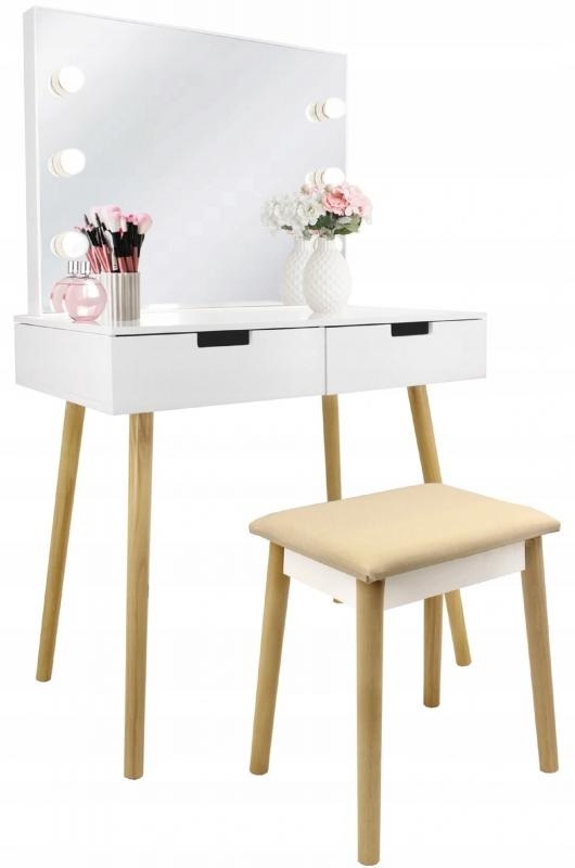 Schminktisch mit LED-Spiegel & Hocker Skandi-Design - bis zu 42% günstiger