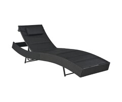 Vidaxl Stilvolle Sonnenliege Poly-Rattan & Textilene - Schwarz - bis zu 46% sparen