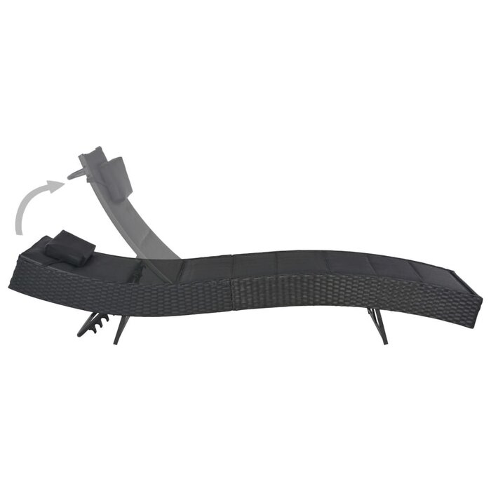 Vidaxl Stilvolle Sonnenliege Poly-Rattan & Textilene - Schwarz - bis zu 46% sparen
