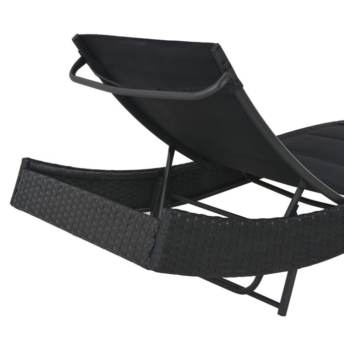 Vidaxl Stilvolle Sonnenliege Poly-Rattan & Textilene - Schwarz - bis zu 46% sparen