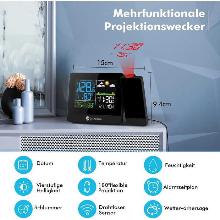 Projektionswecker mit Wetterstation - bis zu 44% Rabatt im Outlet