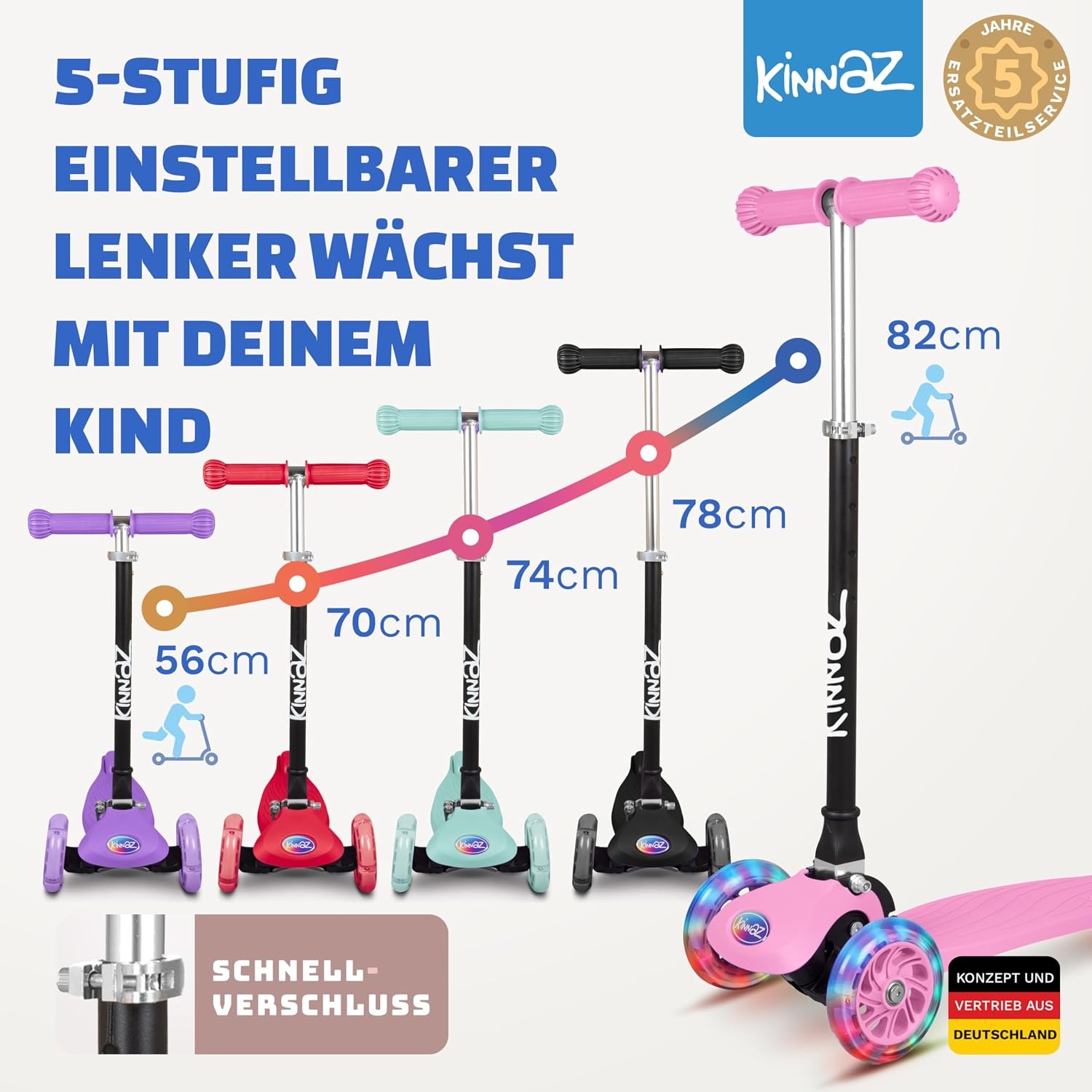 Kinderroller mit LED-Rädern & AirTag-Halterung, Pink - bis zu 45% sparen