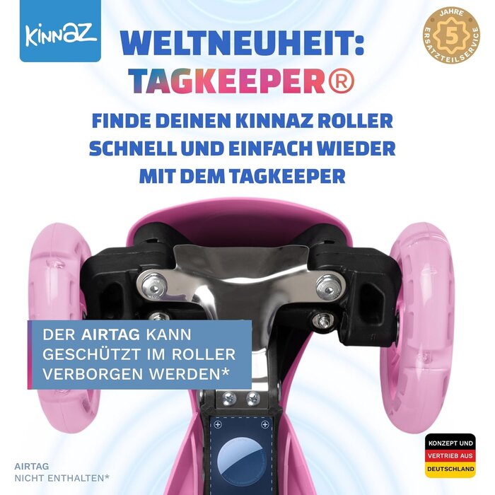 Kinderroller mit LED-Rädern & AirTag-Halterung, Pink - bis zu 45% sparen