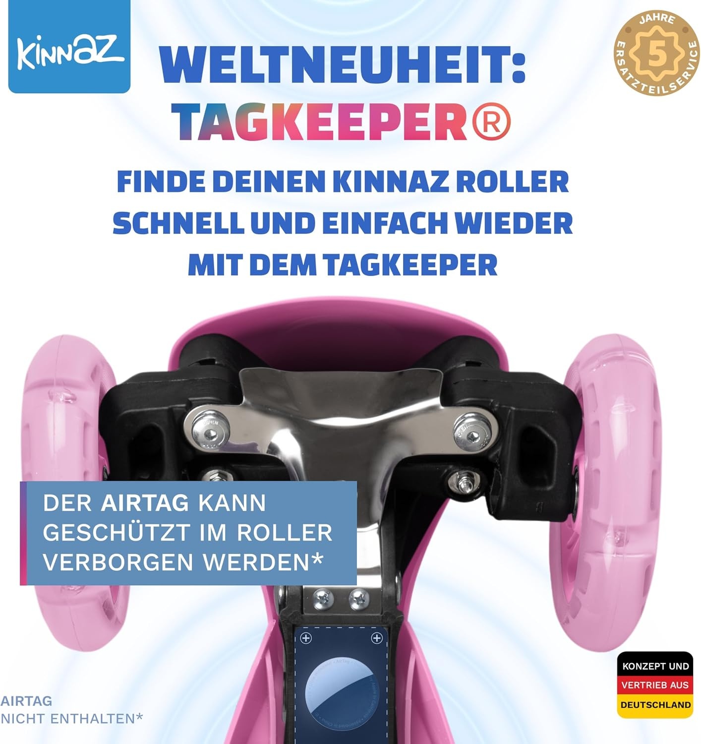 Kinderroller mit LED-Rädern & AirTag-Halterung, Pink - bis zu 45% sparen
