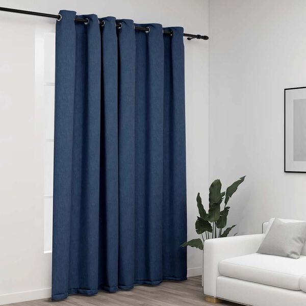 Vidaxl Verdunkelungsvorhang Leinenoptik 290x245 cm Blau - bis zu 44% Rabatt