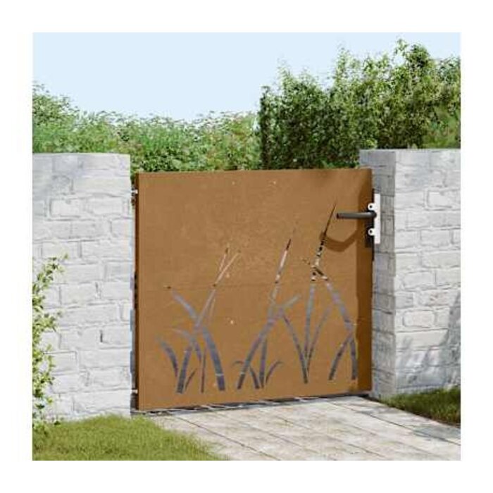 Vidaxl Gartentor aus Cortenstahl mit Grasmuster 85x100 cm - jetzt bis zu 47% günstiger
