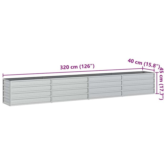 Vidaxl Großes Hochbeet aus verzinktem Stahl 320x40x45 cm - bis zu 40% Rabatt