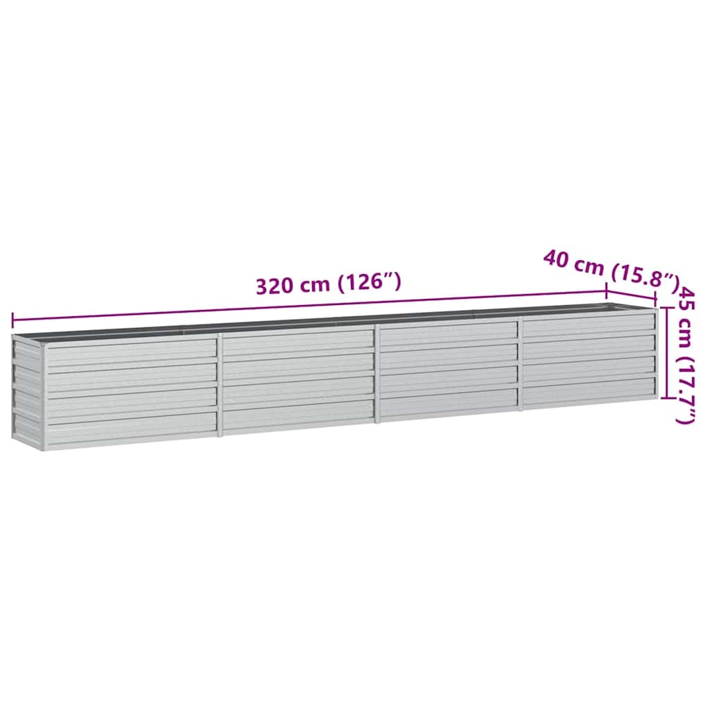 Vidaxl Großes Hochbeet aus verzinktem Stahl 320x40x45 cm - bis zu 40% Rabatt