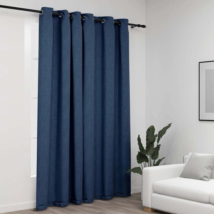 Verdunkelungsvorhang Leinenoptik Blau 290x245cm - jetzt bis zu 33% sparen