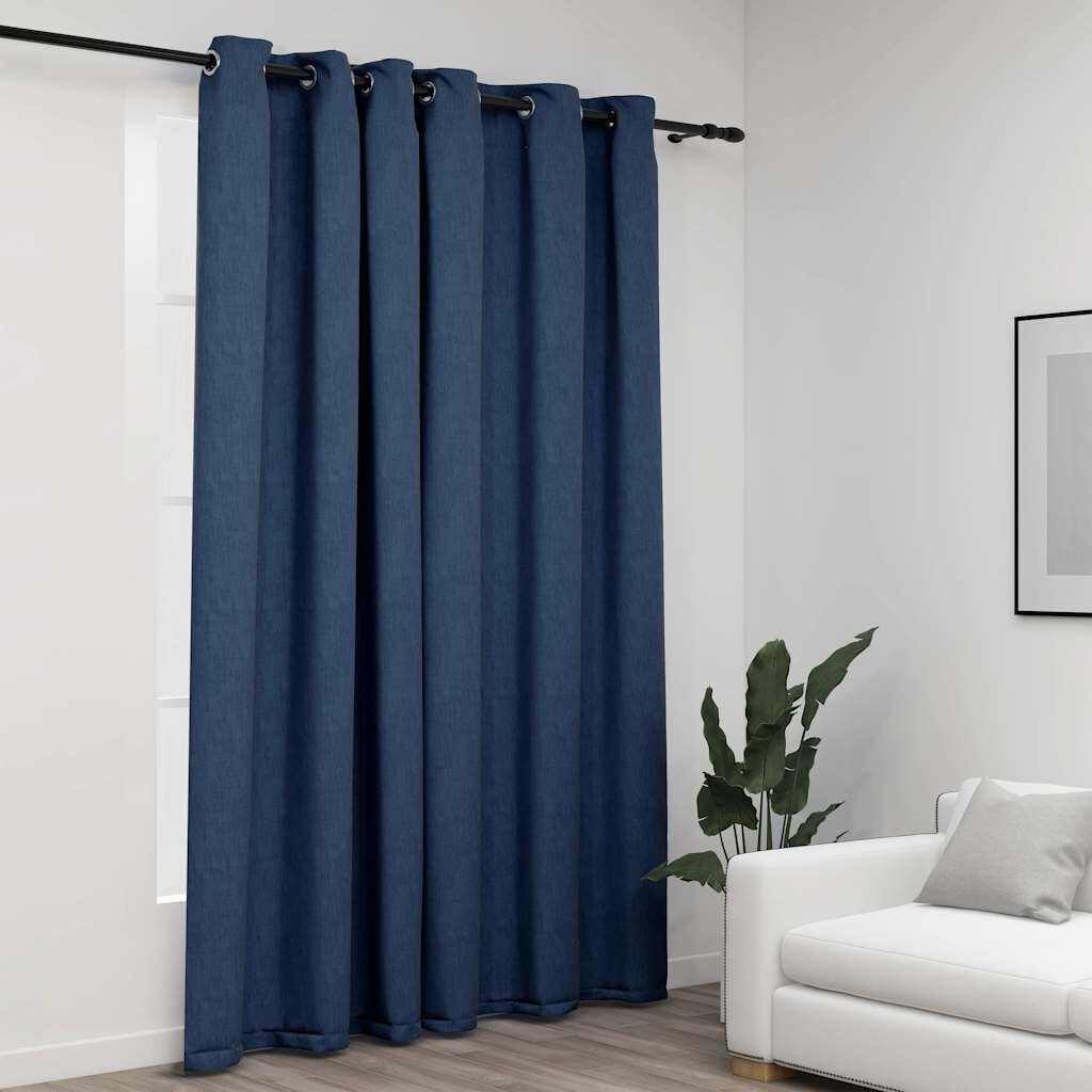 Verdunkelungsvorhang Leinenoptik Blau 290x245cm - jetzt bis zu 33% sparen