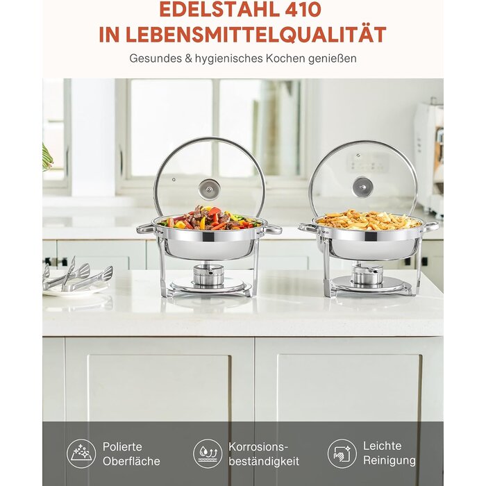 Chafing Dish Set 2x 5,5L Edelstahl - Buffet-Wärmebehälter bis zu 46% sparen