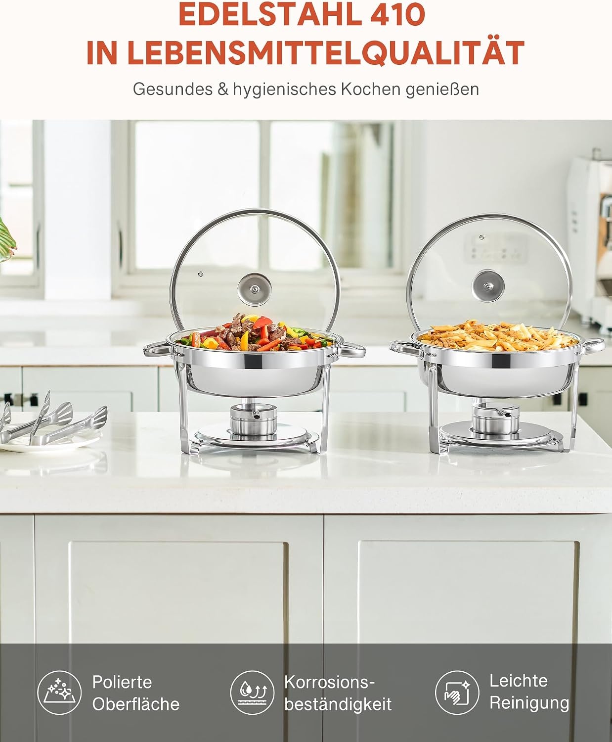 Chafing Dish Set 2x 5,5L Edelstahl - Buffet-Wärmebehälter bis zu 46% sparen