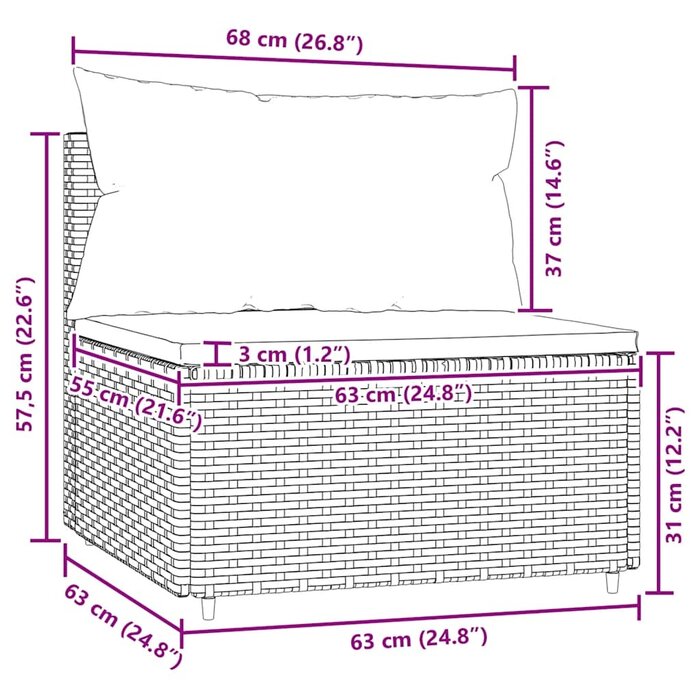 Vidaxl Garten-Mittelsofa Poly-Rattan Braun - Bis zu 39% Rabatt