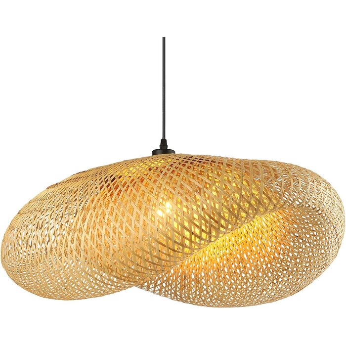 Amazon Bambus Hängelampe im Boho-Stil 60 cm - Natur Rattan-Look - bis zu 46% reduziert