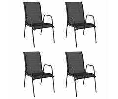 Vidaxl Gartenstühle 4er Set Stahl/Textilene - schwarz - bis zu 46 % sparen