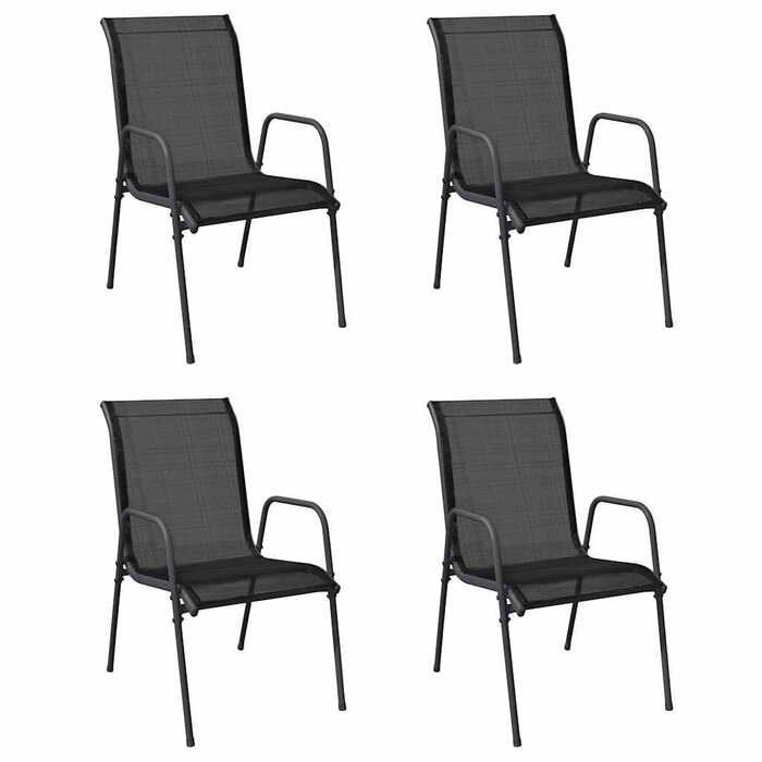 Vidaxl Gartenstühle 4er Set Stahl/Textilene - schwarz - bis zu 46 % sparen