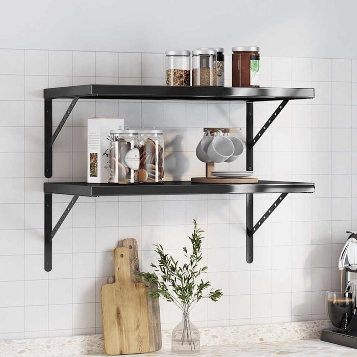 Vidaxl Wandregal 2er-Set Edelstahl Schwarz 75x40 cm - bis zu 39% Rabatt