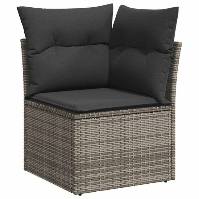 Vidaxl Garten-Ecksofa mit Kissen Poly-Rattan Grau - Outdoor Lounge bis zu 41% reduziert