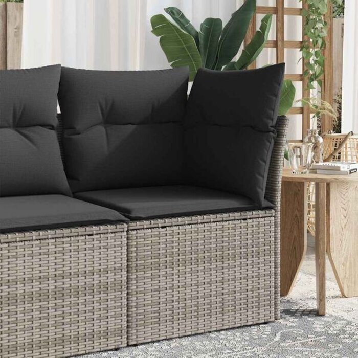 Vidaxl Garten-Ecksofa mit Kissen Poly-Rattan Grau - Outdoor Lounge bis zu 41% reduziert