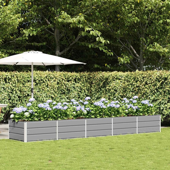 Vidaxl Großer Stahl-Pflanzkübel 400x80x45 cm Hellgrau - bis zu 40% Rabatt