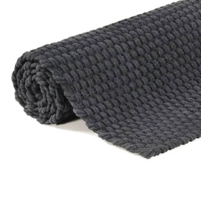 Vidaxl Rechteckiger Baumwollteppich Anthrazit 160x230 cm - Outlet bis zu 46% sparen