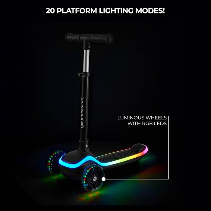 Kinderroller mit LED, klappbar & 3 Rädern - Blau - bis zu 45% günstiger