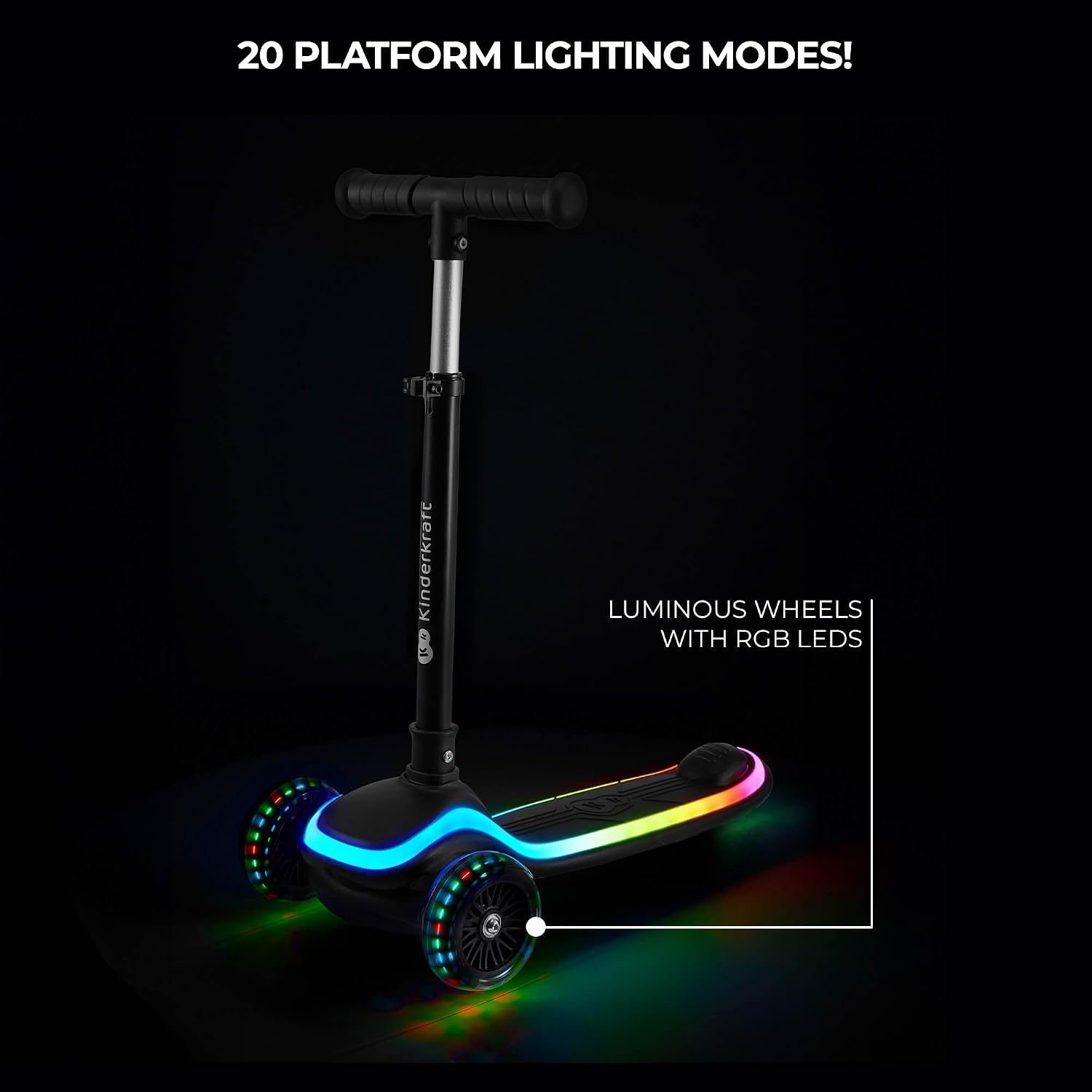 Kinderroller mit LED, klappbar & 3 Rädern - Blau - bis zu 45% günstiger
