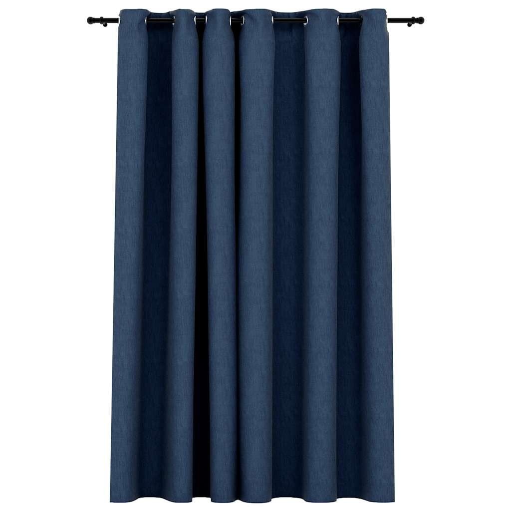 Vidaxl Verdunkelungsvorhang Leinenoptik Blau 290x245cm - jetzt bis zu 44% Rabatt