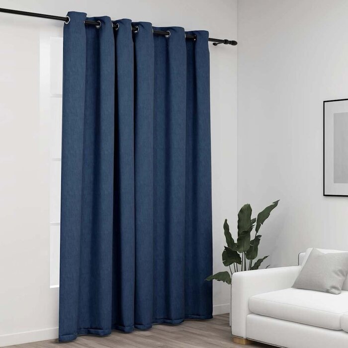 Vidaxl Verdunkelungsvorhang Leinenoptik Blau 290x245cm - jetzt bis zu 44% Rabatt