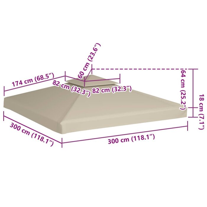 Vidaxl Ersatzdach Pavillon 3x3 m - Wetterfestes PVC-Polyester - bis zu 40% sparen