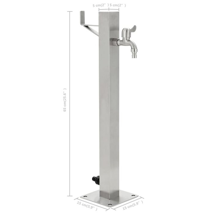 Vidaxl Garten-Wassersäule quadratisch 65 cm Edelstahl - bis zu 43% Rabatt