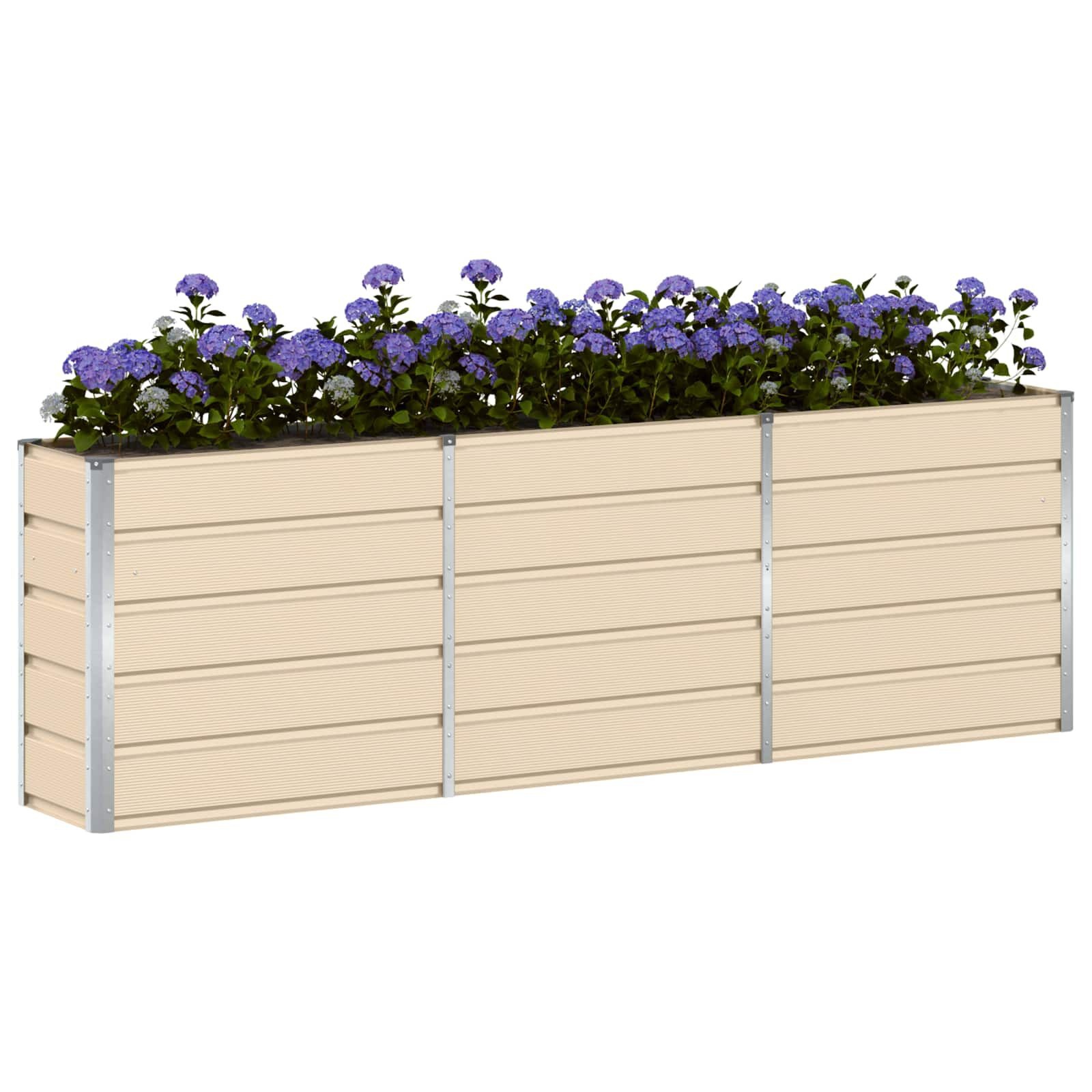 Vidaxl Großer Pflanzkübel aus Stahl, 240x40x75 cm, Elfenbein - bis zu 39% sparen