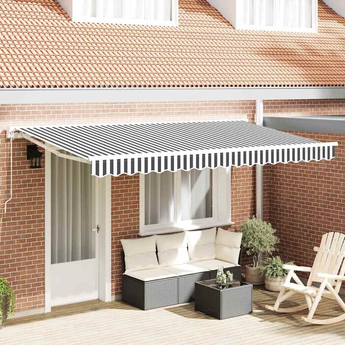 Vidaxl Ersatz-Markisenstoff 380 x 195 cm - Anthrazit/Weiß - bis zu 40% günstiger