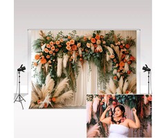 Kate Fotografie Hintergrund Boho-Bogen & Pampasgras | 2,2 x 1,5m | bis zu 38% Rabatt