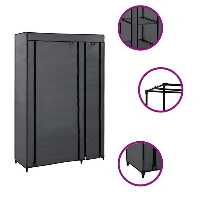 Vidaxl Faltbarer Kleiderschrank 110x45x175 cm Grau - bis zu 39% Rabatt