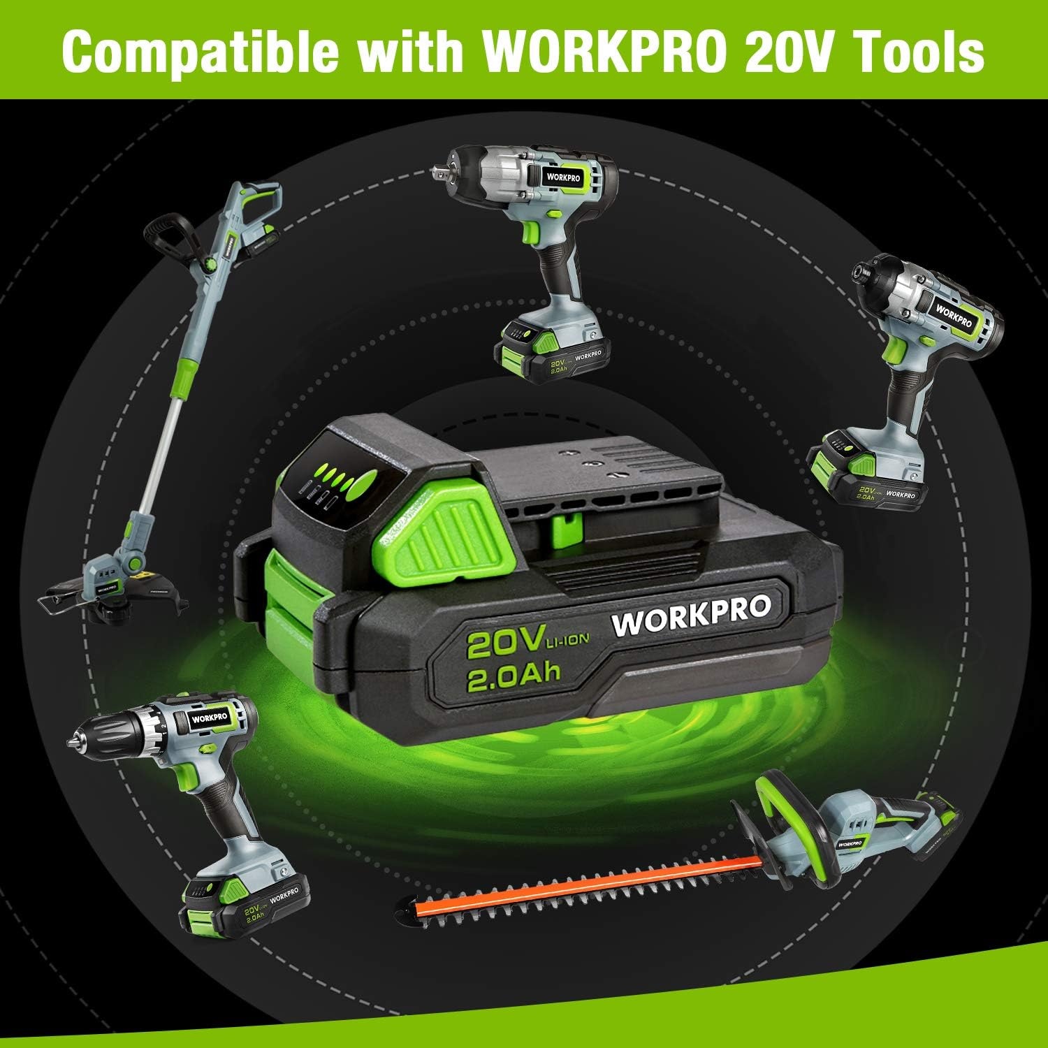 20V Lithium-Ionen-Akku 2000 mAh - Mit LED-Anzeige - Jetzt bis zu 37% sparen