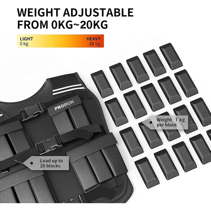 Verstellbare Gewichtsweste 1-20 kg - Ergonomisch & Effektiv - bis zu 41% sparen