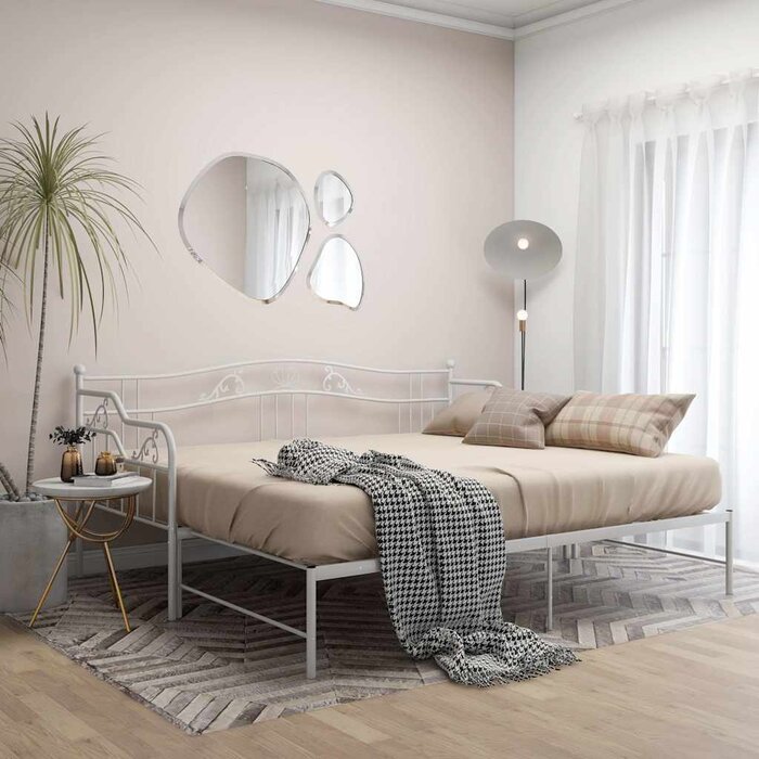 Vidaxl Ausziehbares Schlafsofa Metall 90x200 cm - Weiß - bis zu 39% sparen