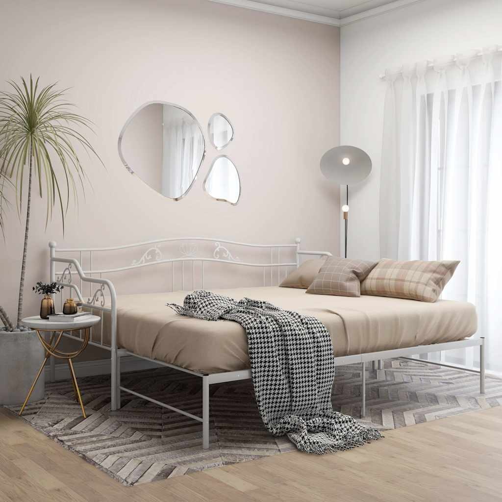 Vidaxl Ausziehbares Schlafsofa Metall 90x200 cm - Weiß - bis zu 39% sparen