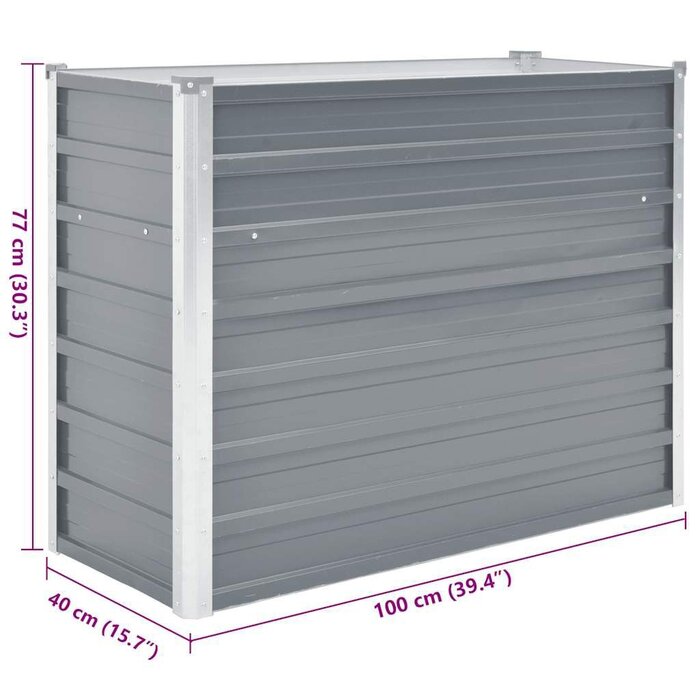 Vidaxl Hochbeet aus verzinktem Stahl 100x40x77cm - Grau - bis zu 39% Rabatt