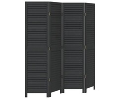 Vidaxl Raumteiler 4 Paneele Paulownia-Holz schwarz 145x160cm - bis zu 43% Rabatt