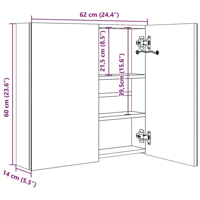 Vidaxl Spiegelschrank mit LED in Anthrazit - bis zu 36% Rabatt im Outlet
