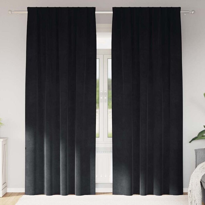 Vidaxl Samt Verdunkelungsvorhänge 2er-Set Schwarz 140x225cm - bis zu 39% sparen