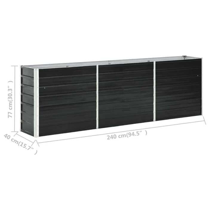 Vidaxl Hochbeet aus verzinktem Stahl 240x40x77 cm - Anthrazit, bis zu 40% günstiger