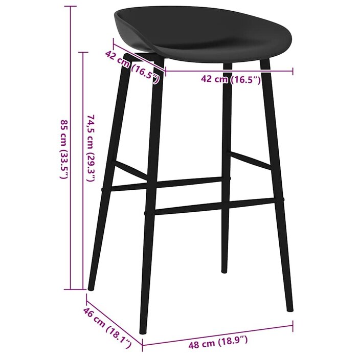 Vidaxl Design Barhocker 2er-Set Schwarz - Ergonomisch & Stabil - Bis zu 41% sparen