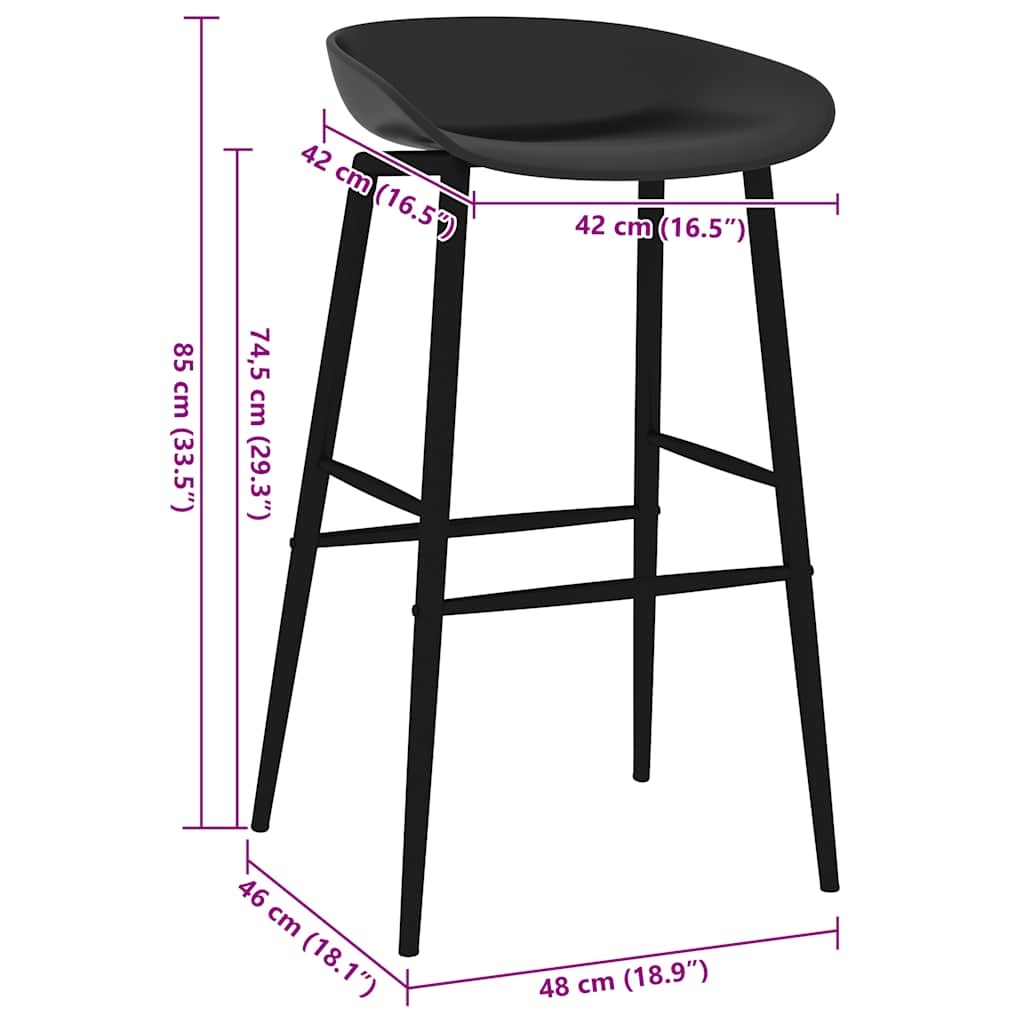 Vidaxl Design Barhocker 2er-Set Schwarz - Ergonomisch & Stabil - Bis zu 41% sparen