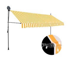 Vidaxl Manuelle Markise 400 cm LED-Beleuchtung - Weiß/Orange - bis zu 41% sparen