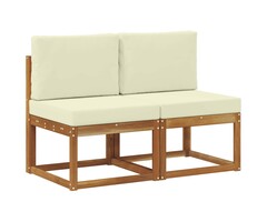 Vidaxl 2er-Set Garten-Mittelsofas aus Akazienholz - Creme - bis zu 41% sparen
