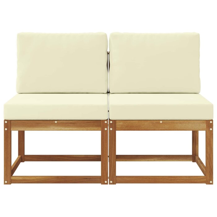 Vidaxl 2er-Set Garten-Mittelsofas aus Akazienholz - Creme - bis zu 41% sparen